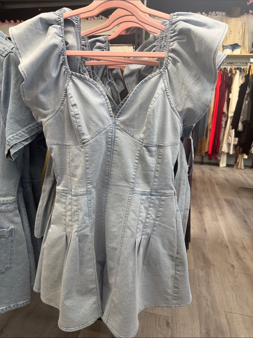 Sweetheart Ruffle Sleeve
Denim Romper - Picture 3 of 3